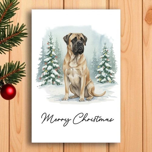 English mastiff christmas card - mastiff,