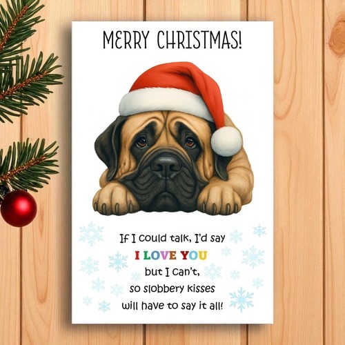 English mastiff christmas card - english,