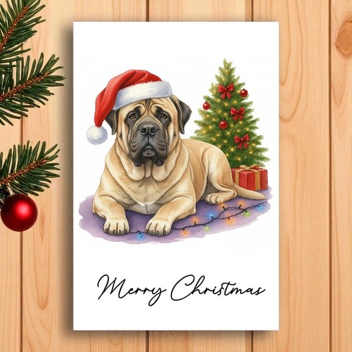 English mastiff christmas card - english,