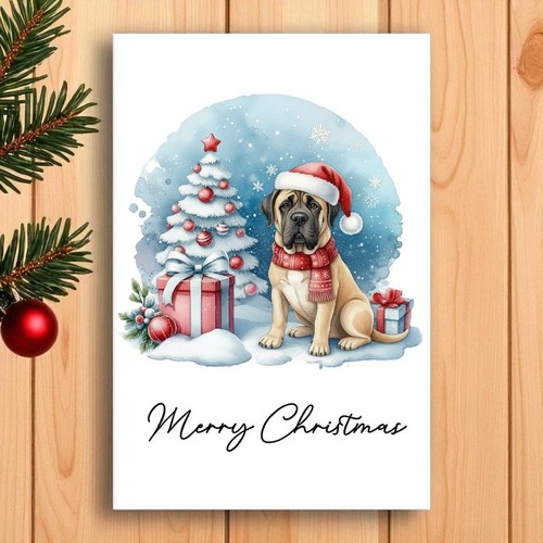 English mastiff christmas card - mastiff,